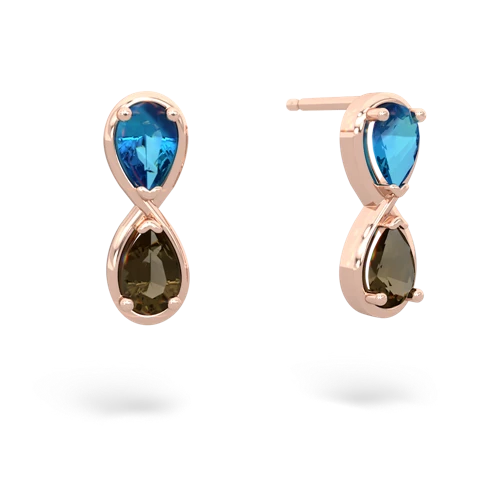 london topaz-smoky quartz infinity earrings