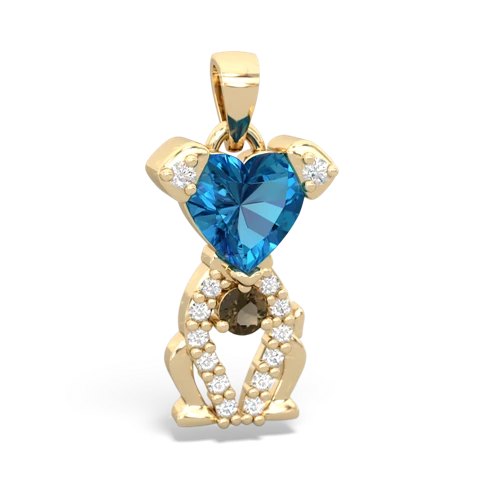 london topaz-smoky quartz birthstone puppy pendant