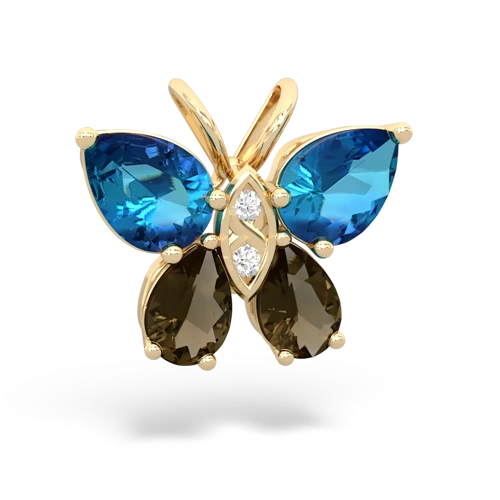 london topaz-smoky quartz butterfly pendant