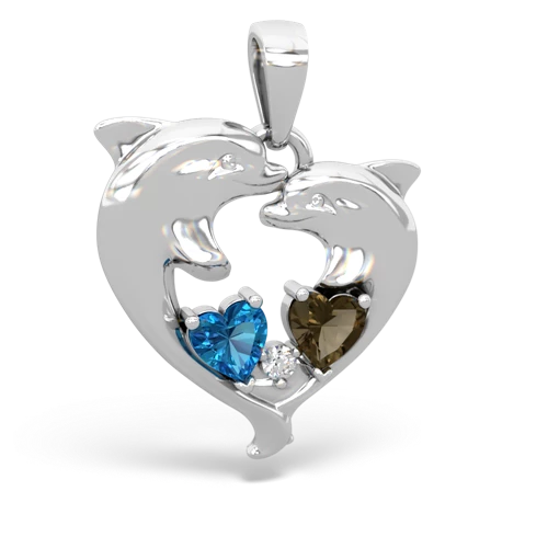 London Topaz Genuine London Blue Topaz with Genuine Smoky Quartz Dolphin Heart pendant Pendant