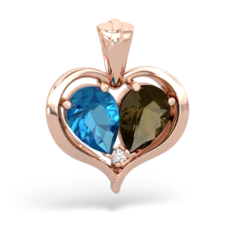 london topaz-smoky quartz half heart whole pendant