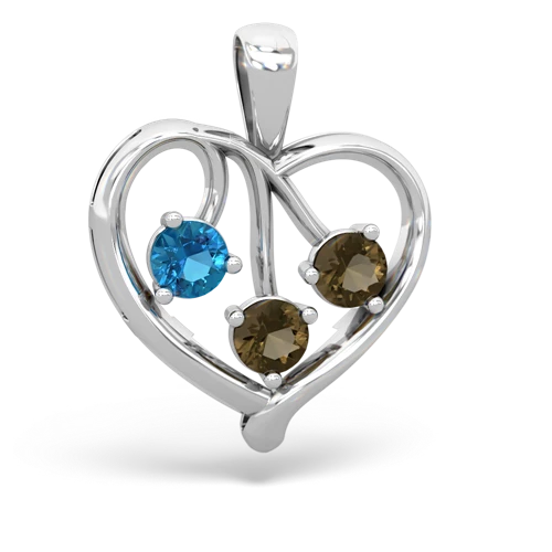 London Topaz Genuine London Blue Topaz with Genuine Smoky Quartz and Genuine Sapphire Glowing Heart pendant Pendant