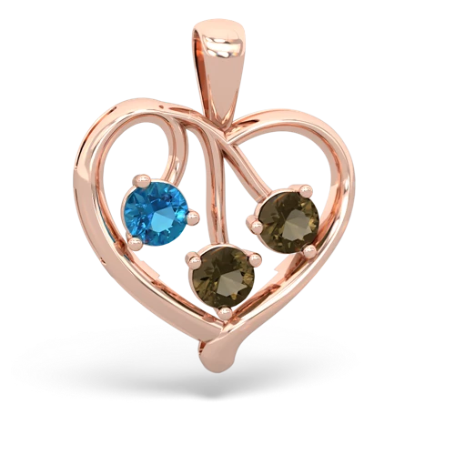 london topaz-smoky quartz love heart pendant