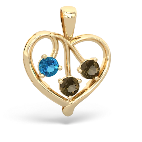 london topaz-smoky quartz love heart pendant