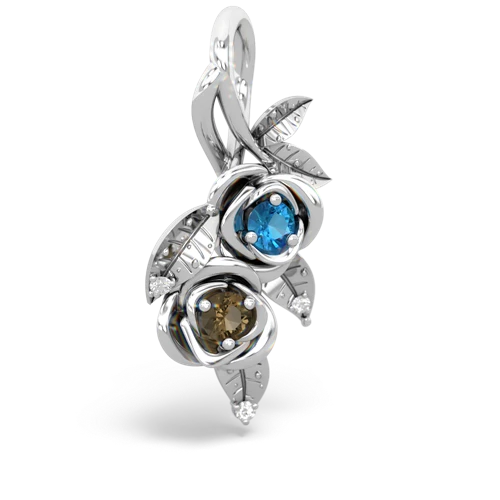 London Topaz Genuine London Blue Topaz with Genuine Smoky Quartz Rose Vine pendant Pendant