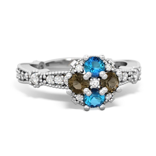 london topaz-smoky quartz art deco engagement ring