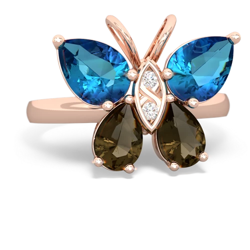 london topaz-smoky quartz butterfly ring