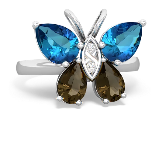 london topaz-smoky quartz butterfly ring