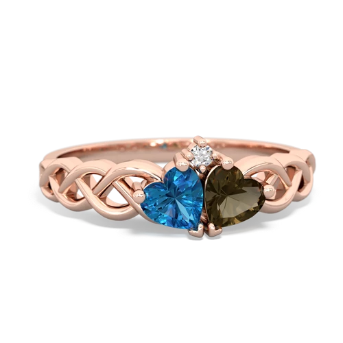 london topaz-smoky quartz celtic braid ring