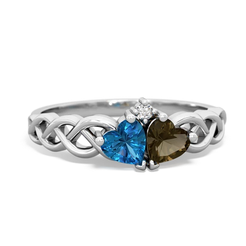 london topaz-smoky quartz celtic braid ring