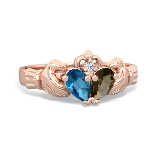 london topaz-smoky quartz claddagh ring