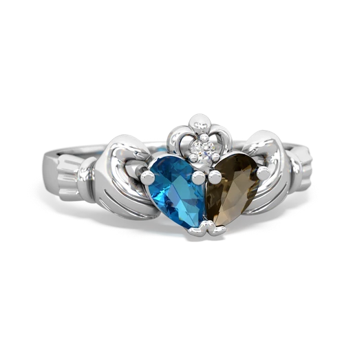 london topaz-smoky quartz claddagh ring