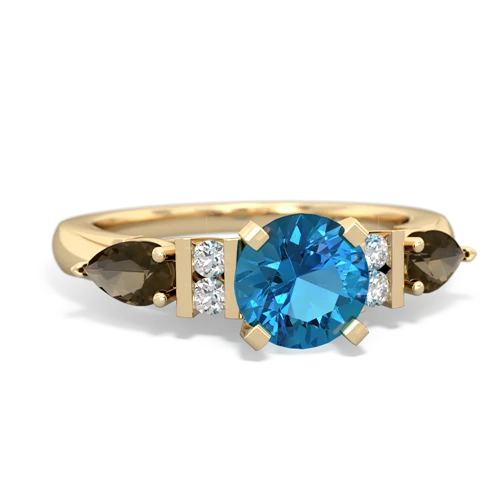 London Topaz Genuine London Blue Topaz with Genuine Smoky Quartz and Genuine Sapphire Engagement ring Ring