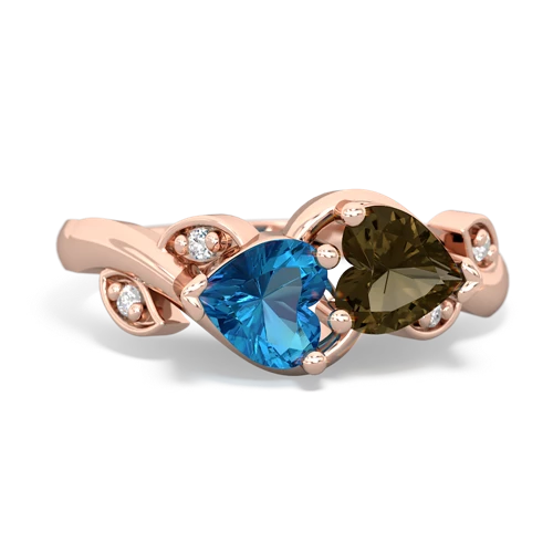 london topaz-smoky quartz floral keepsake ring