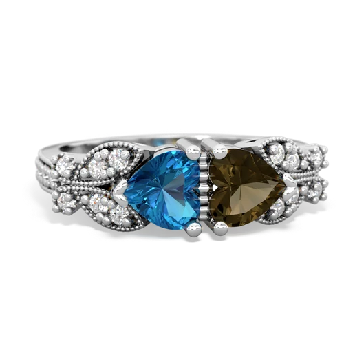 london topaz-smoky quartz keepsake butterfly ring