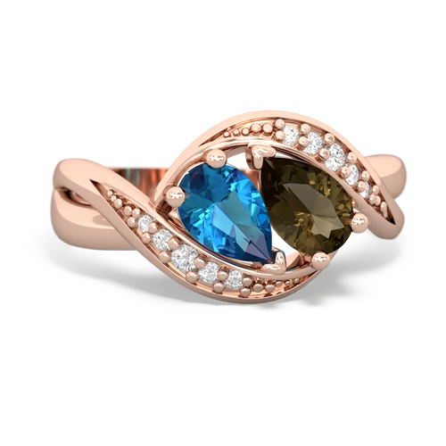 london topaz-smoky quartz keepsake curls ring