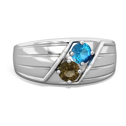 london topaz-smoky quartz mens ring