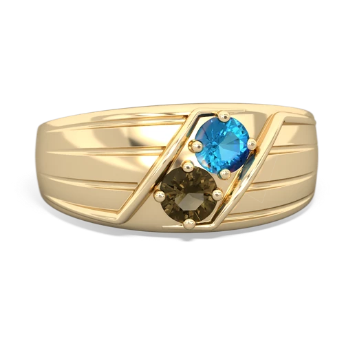 london topaz-smoky quartz mens ring