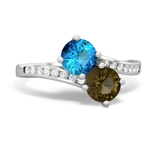 London Topaz Genuine London Blue Topaz with Genuine Smoky Quartz Keepsake Two Stone ring Ring