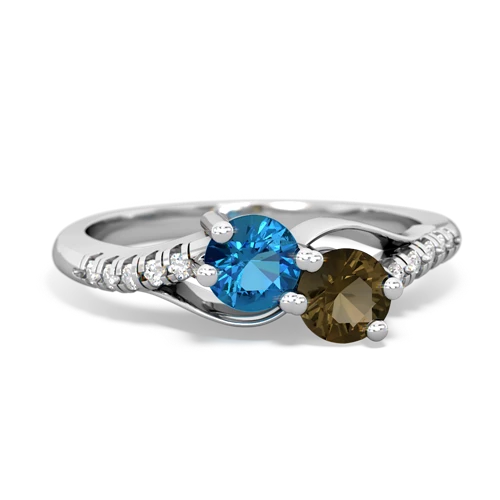London Topaz Genuine London Blue Topaz with Genuine Smoky Quartz Two Stone Infinity ring Ring