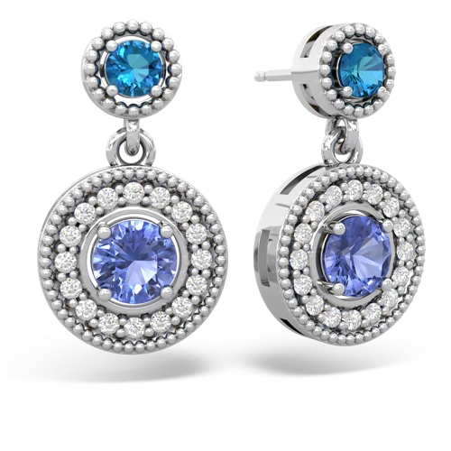 London Topaz Genuine London Blue Topaz with Genuine Tanzanite Halo Dangle earrings Earrings