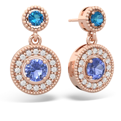 london topaz-tanzanite halo earrings