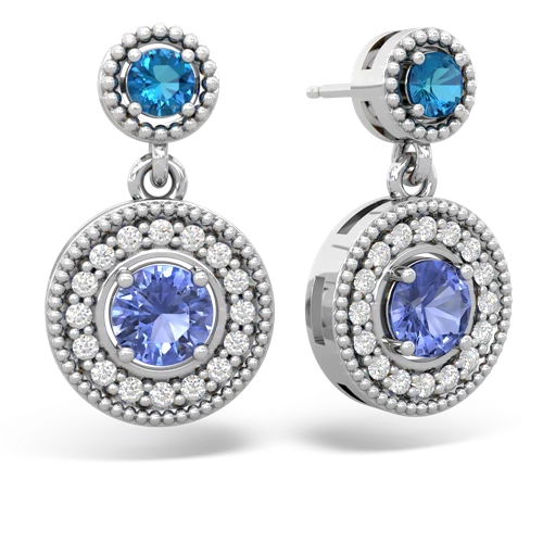 london topaz-tanzanite halo earrings