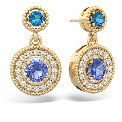 london topaz-tanzanite halo earrings