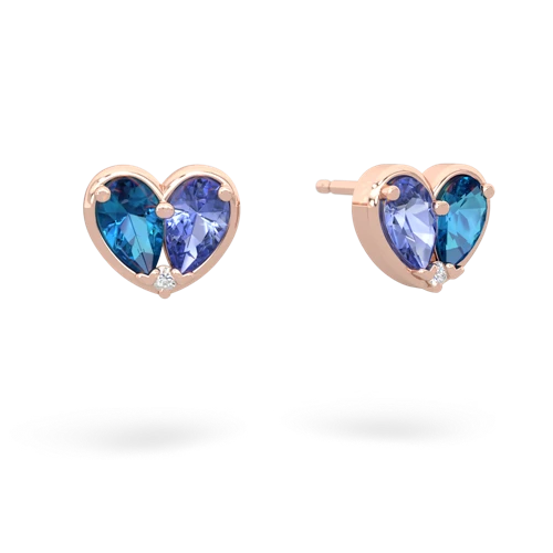 london topaz-tanzanite one heart earrings