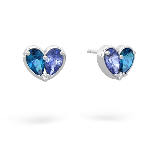 london topaz-tanzanite one heart earrings