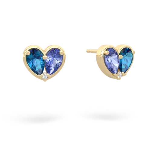 london topaz-tanzanite one heart earrings
