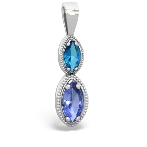 London Topaz Genuine London Blue Topaz with Genuine Tanzanite Antique-style Halo pendant Pendant