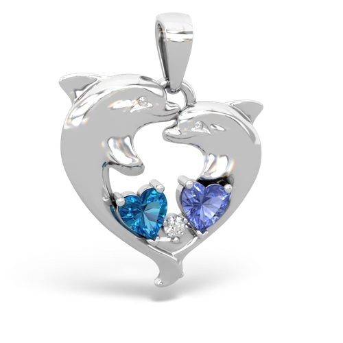 London Topaz Genuine London Blue Topaz with Genuine Tanzanite Dolphin Heart pendant Pendant