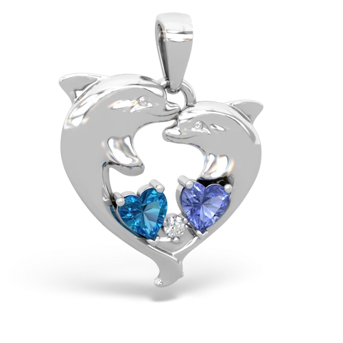 london topaz-tanzanite dolphins pendant