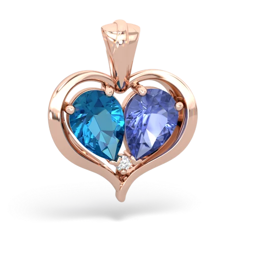 london topaz-tanzanite half heart whole pendant