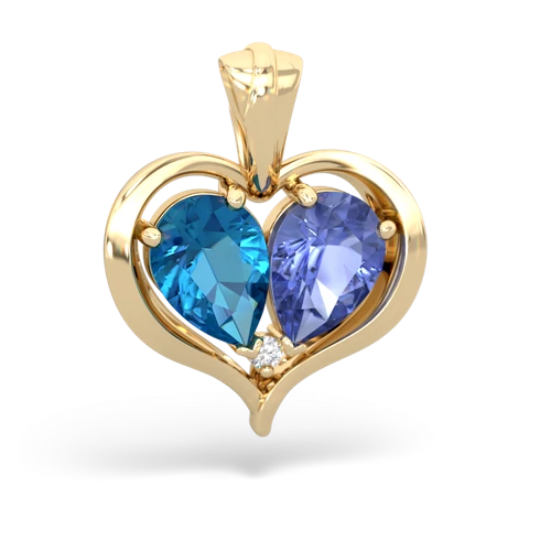 london topaz-tanzanite half heart whole pendant