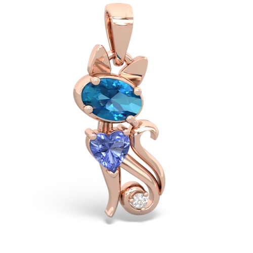 london topaz-tanzanite kitten pendant