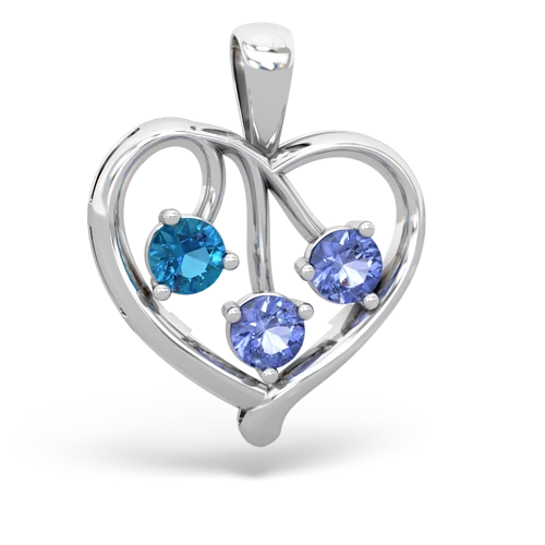 Genuine London Blue Topaz with Genuine Tanzanite and Genuine Tanzanite Glowing Heart pendant