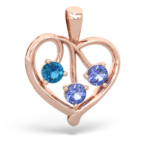 london topaz-tanzanite love heart pendant