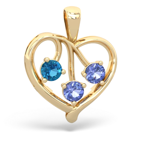 london topaz-tanzanite love heart pendant