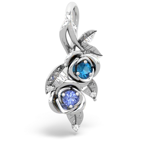 London Topaz Genuine London Blue Topaz with Genuine Tanzanite Rose Vine pendant Pendant