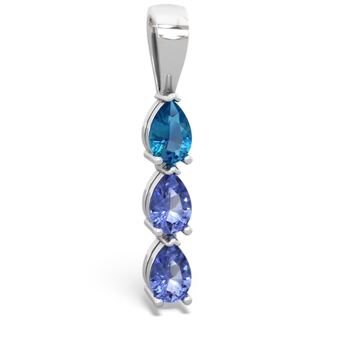 London Topaz Genuine London Blue Topaz with Genuine Tanzanite and  Three Stone pendant Pendant