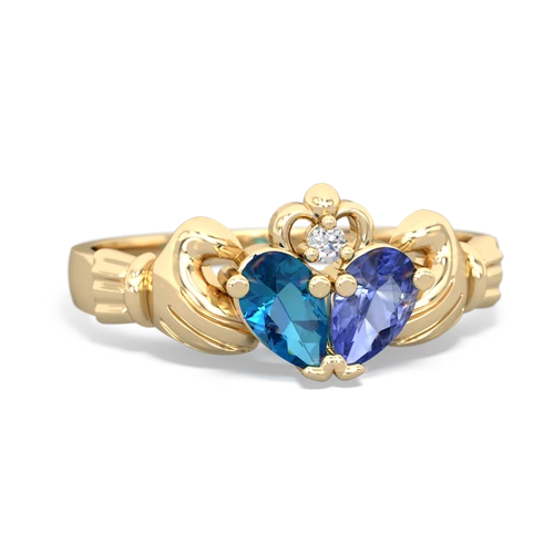 london topaz-tanzanite claddagh ring