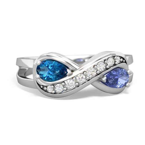 London Topaz Genuine London Blue Topaz with Genuine Tanzanite Diamond Infinity ring Ring