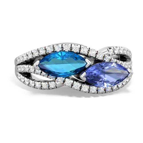 london topaz-tanzanite double heart ring