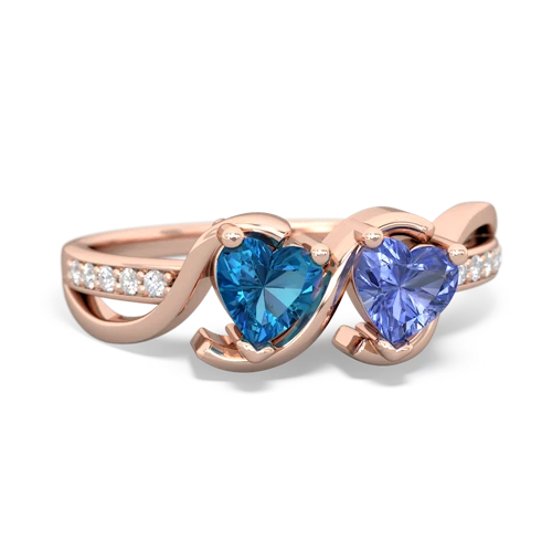 london topaz-tanzanite double heart ring