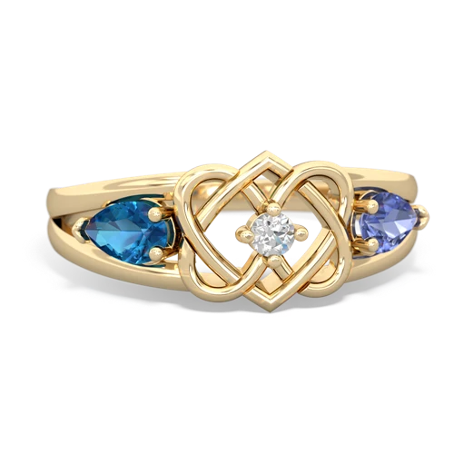 london topaz-tanzanite double heart ring