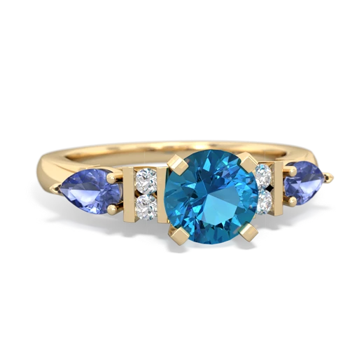 London Topaz Genuine London Blue Topaz with Genuine Tanzanite and Genuine Garnet Engagement ring Ring