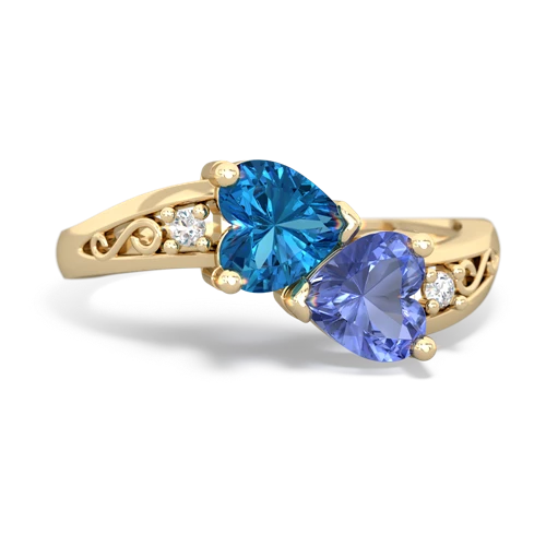 london topaz-tanzanite filligree ring