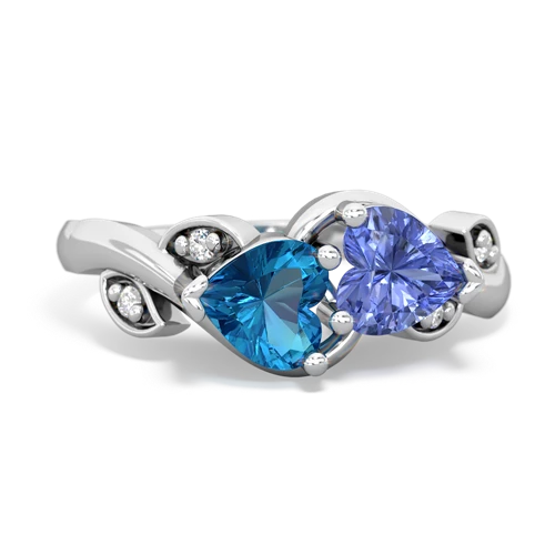 London Topaz Genuine London Blue Topaz with Genuine Tanzanite Floral Elegance ring Ring